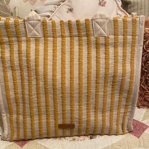Christian Siriano Mustard and Cream Striped Tote